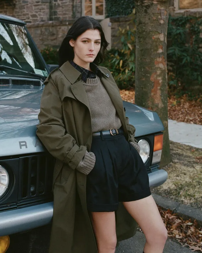 Women Coats and Outerwear Nili Lotan TANNER TRENCH COAT Khaki