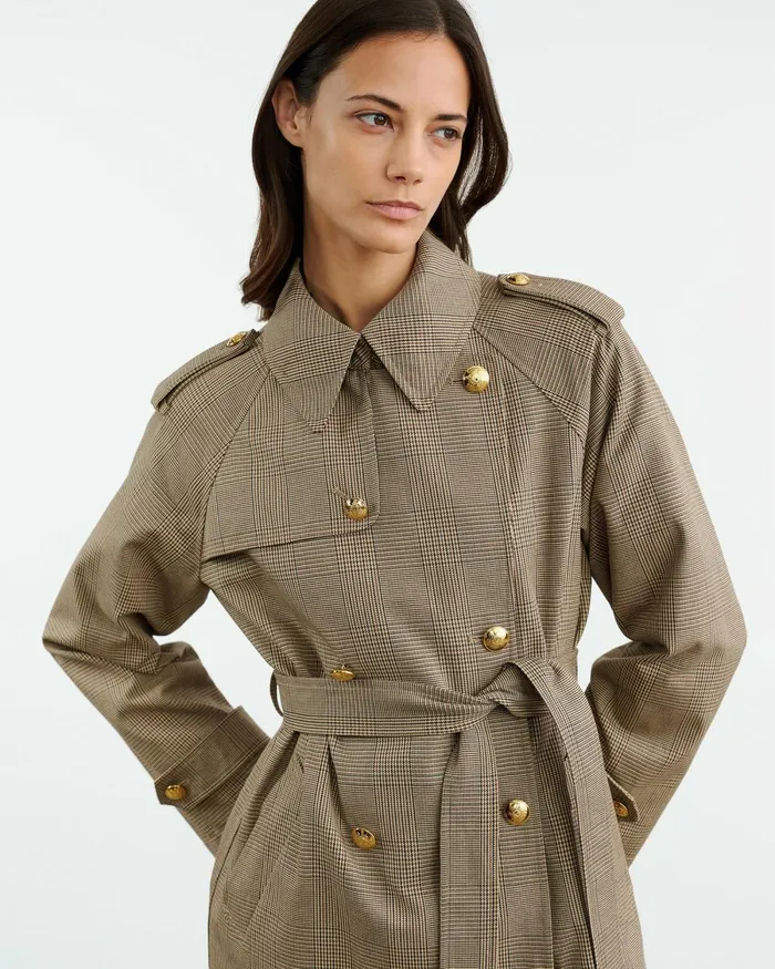 Women Coats and Outerwear Nili Lotan TOUSSAINT TRENCH COAT Beige Check