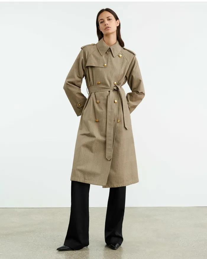 Women Coats and Outerwear Nili Lotan TOUSSAINT TRENCH COAT Beige Check