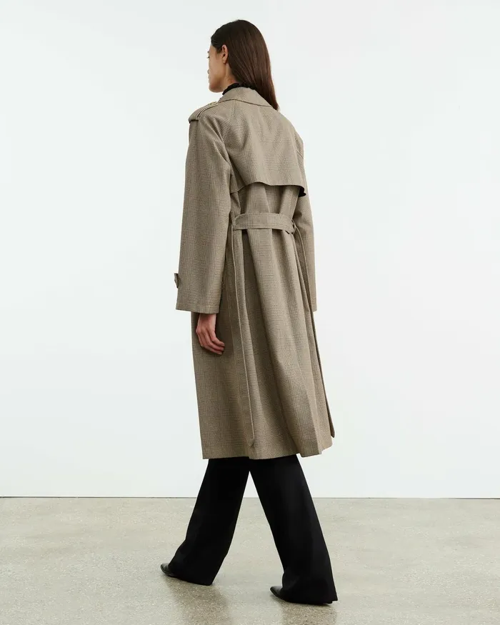 Women Coats and Outerwear Nili Lotan TOUSSAINT TRENCH COAT Beige Check