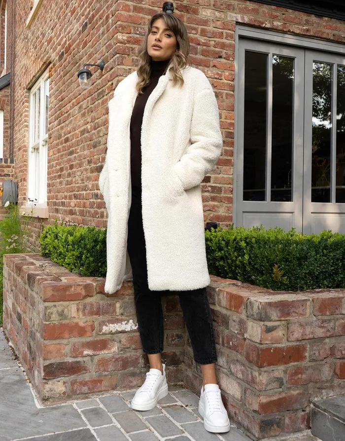 Women Cream Faux Borg Coat Cream Threadbare Jackets and Coats