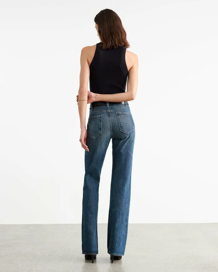 Women Denim Nili Lotan JOAN LEATHER COMBO JEAN Simon Wash W Cognac