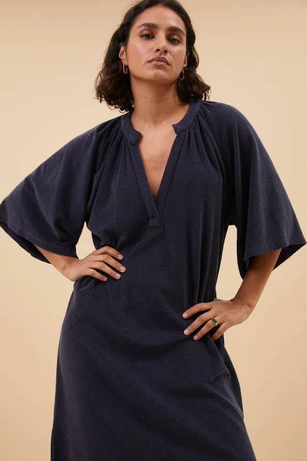 Women Dresses Bybar Louisa Slub Dress Midnight Women Dresses Bybar Louisa Slub Dress Midnight