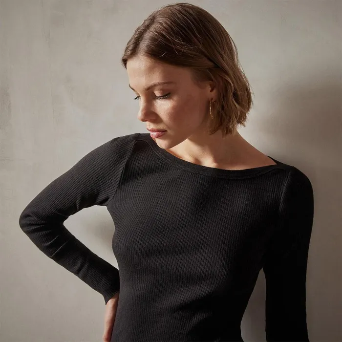 Women DressesJumpsuits James Perse Cotton Cashmere Bateau Dress Black