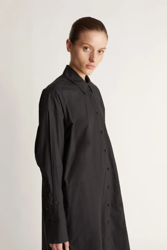 Women Dresses Lee Mathews LM Poplin LS Shirt Dress Black