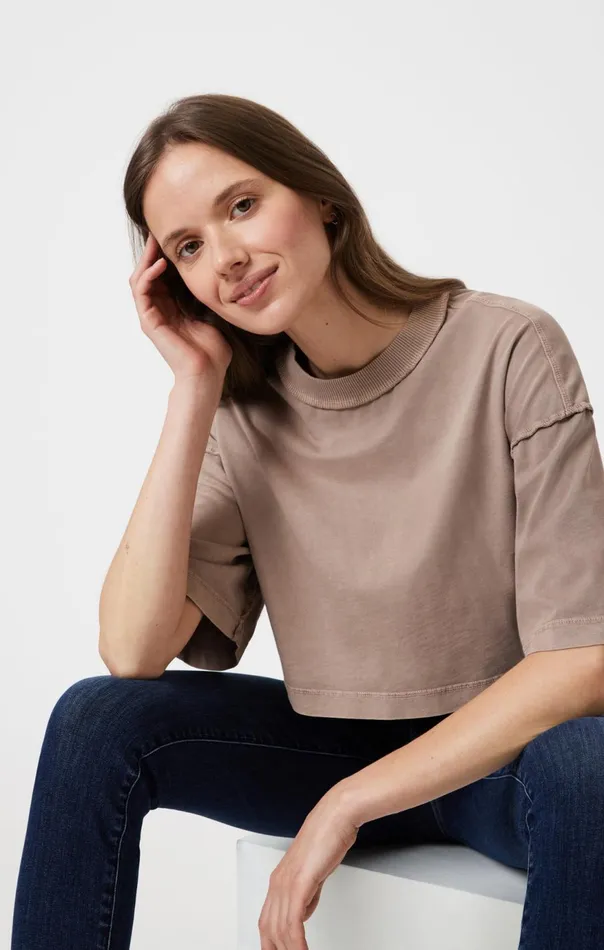 Women Drop Shoulder Cropped TShirt In Moon Rock Mavi Jeans Tops and TShirts Women Drop Shoulder Cropped TShirt In Moon Rock Mavi Jeans Tops and TShirts