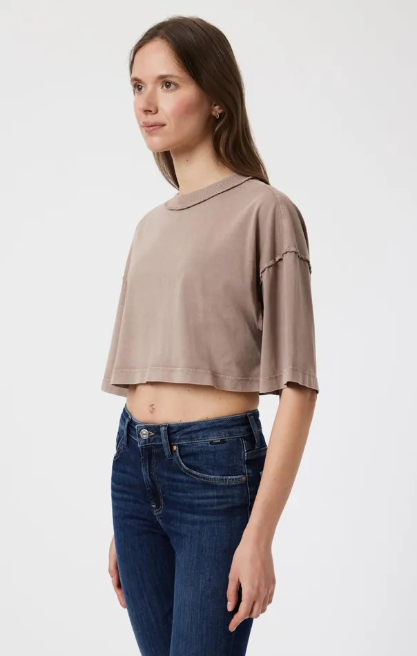 Women Drop Shoulder Cropped TShirt In Moon Rock Mavi Jeans Tops and TShirts Women Drop Shoulder Cropped TShirt In Moon Rock Mavi Jeans Tops and TShirts