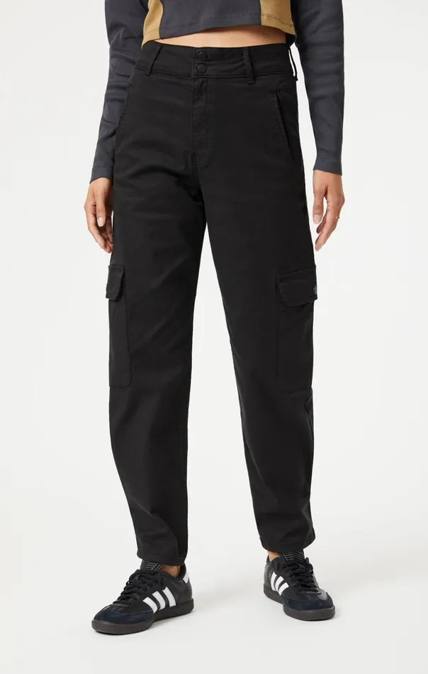 Women Elsie Cargo Pants In Black Luxe Twill Mavi Jeans Pants