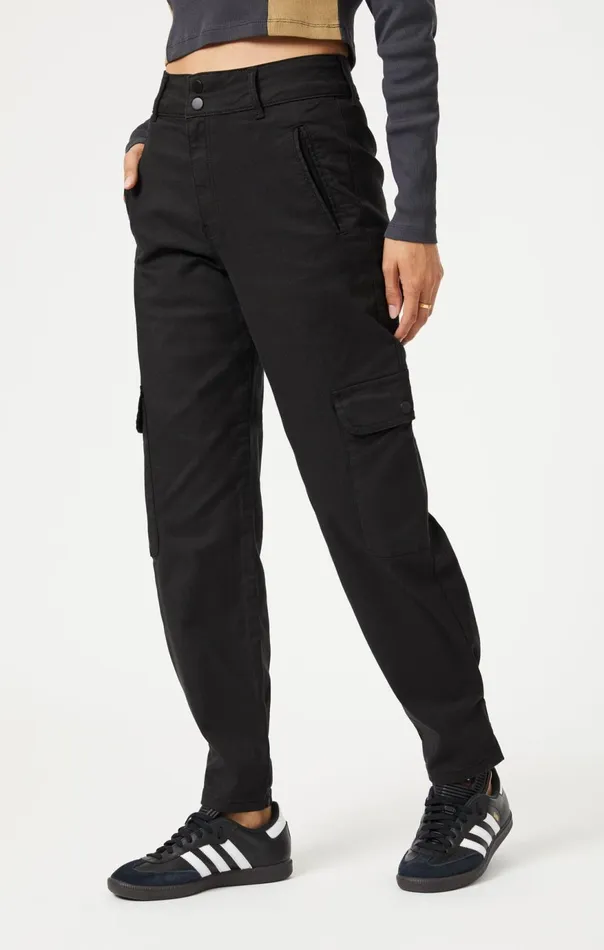 Women Elsie Cargo Pants In Black Luxe Twill Mavi Jeans Pants