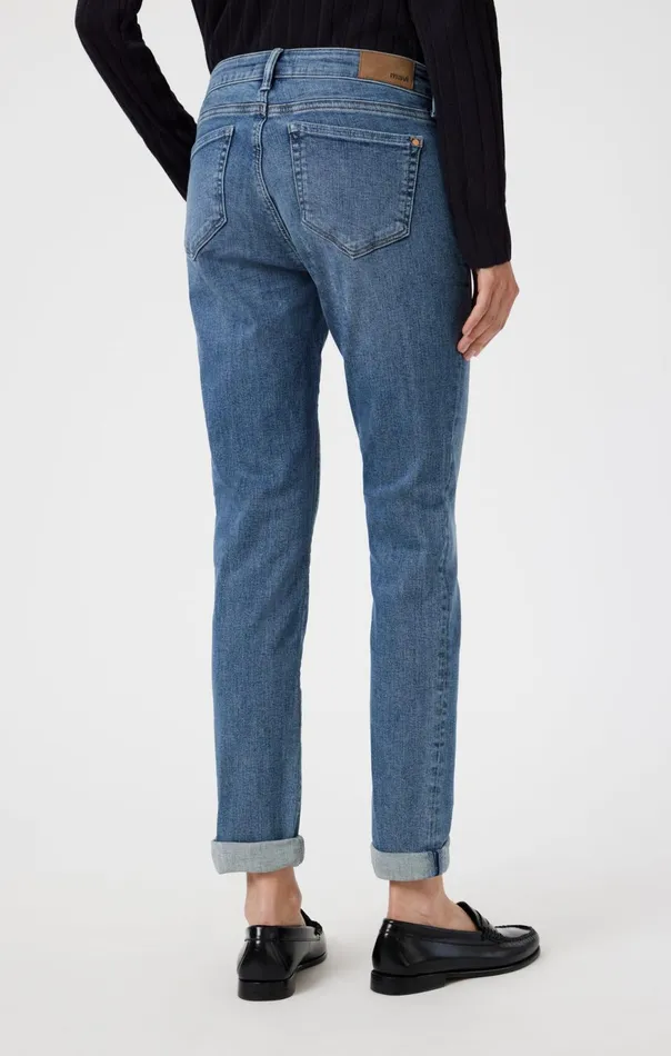 Women Emma Slim Boyfriend In Mid Shaded Flex Blue Mavi Jeans Denim