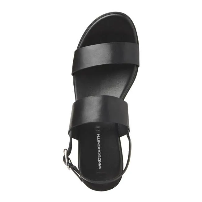 Women Emmy Black Leather Sandals Windsor Smith Sandals