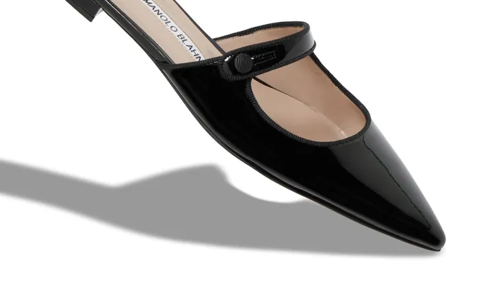 Women Flats Manolo Blahnik CAMPARIMUFLAT Black Patent Leather Mary Jane Flat Mules Women Flats Manolo Blahnik CAMPARIMUFLAT Black Patent Leather Mary Jane Flat Mules