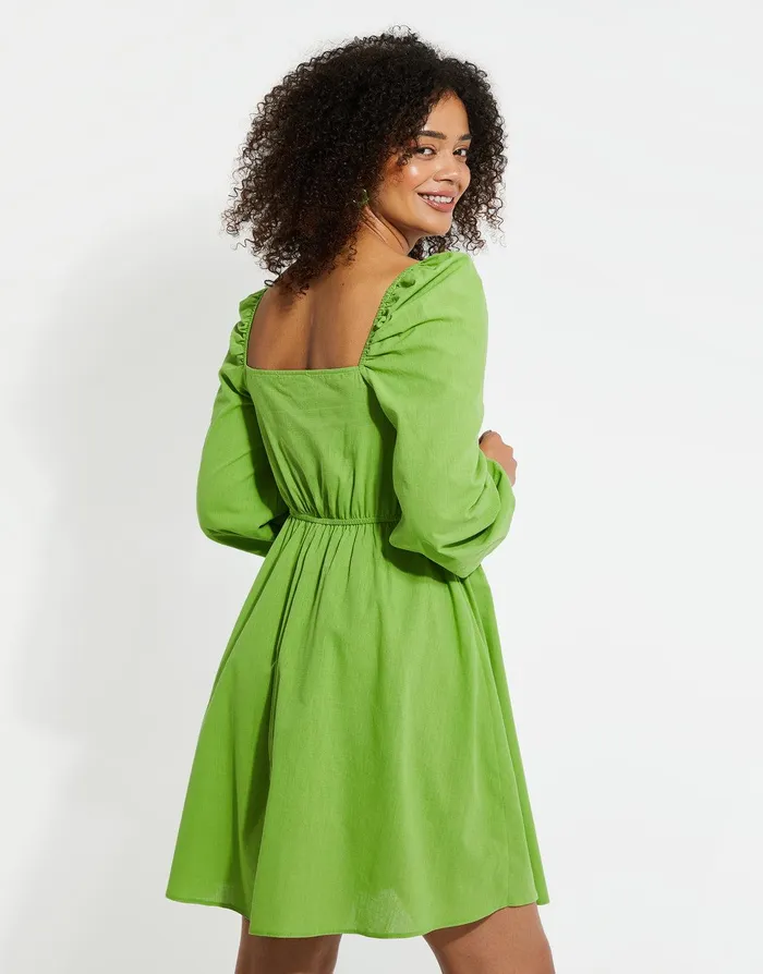 Women Green Linen Look Ruched Mini Dress Green Threadbare Dresses Women Green Linen Look Ruched Mini Dress Green Threadbare Dresses