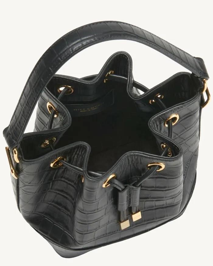 Women Handbags Nili Lotan BRIGITTE MINI BUCKET BAG Black And Gold