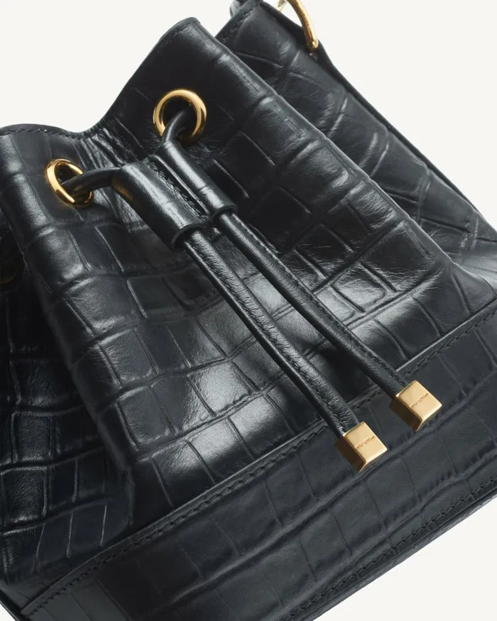 Women Handbags Nili Lotan BRIGITTE MINI BUCKET BAG Black And Gold