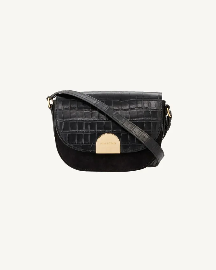 Women Handbags Nili Lotan LE ELLIE SADDLE BAG Black And Gold