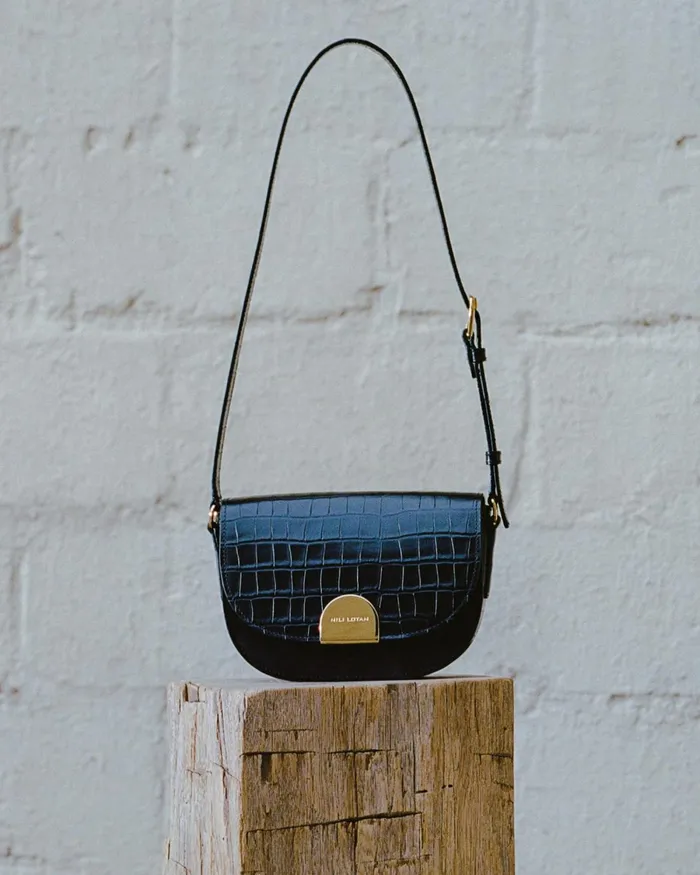 Women Handbags Nili Lotan LE ELLIE SADDLE BAG Black And Gold
