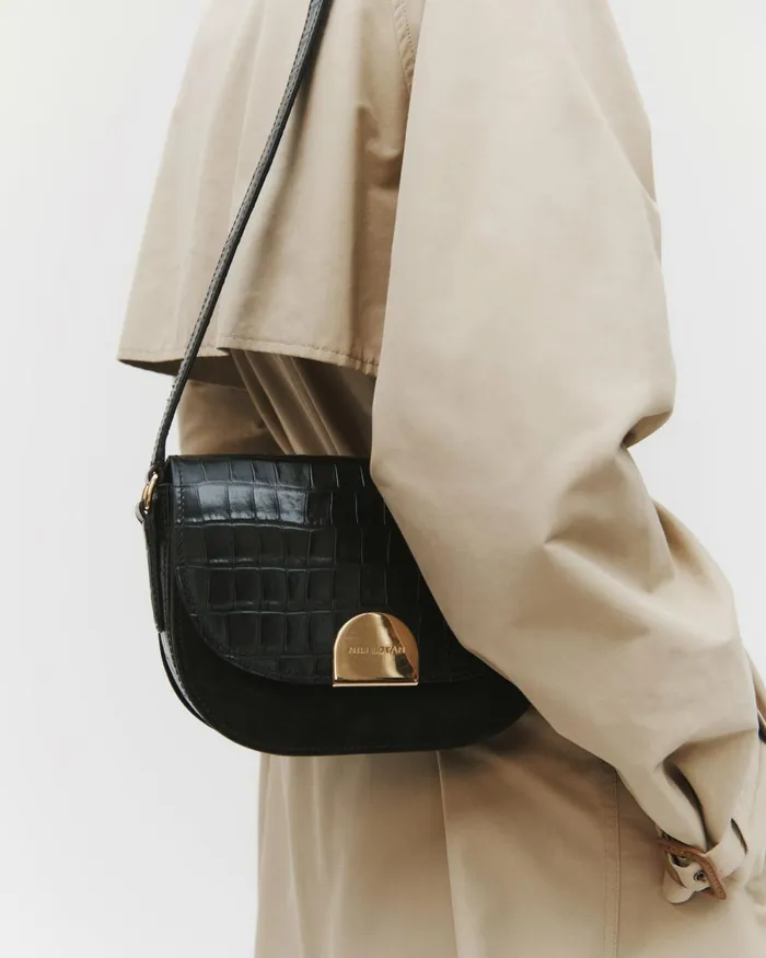 Women Handbags Nili Lotan LE ELLIE SADDLE BAG Black And Gold