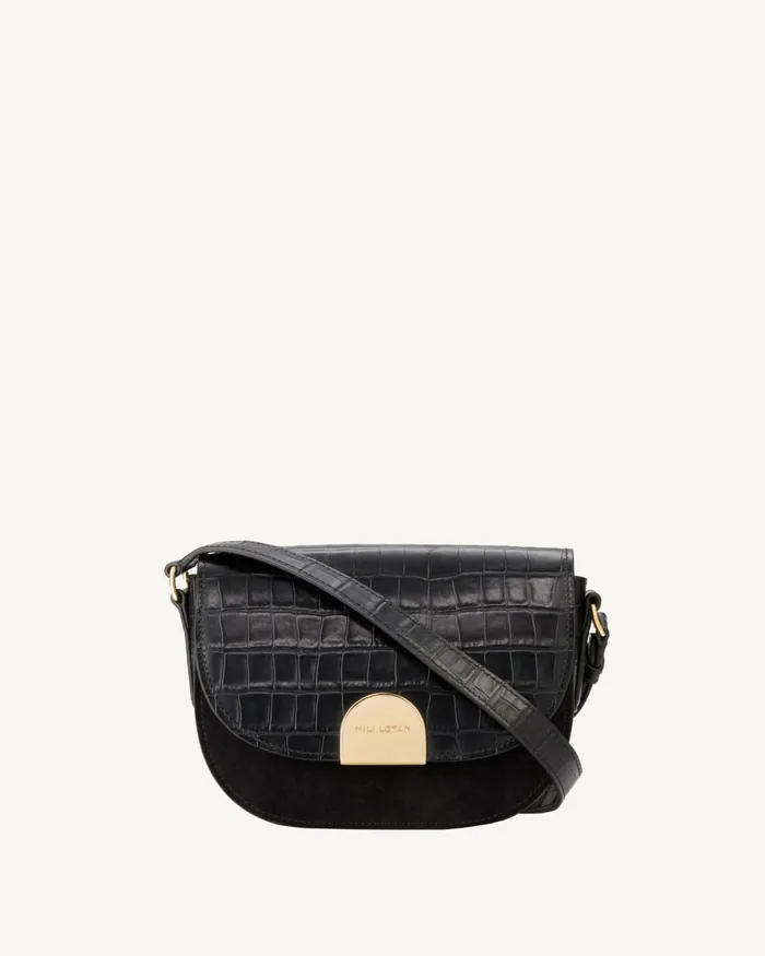 Women Handbags Nili Lotan LE ELLIE SADDLE BAG Black And Gold