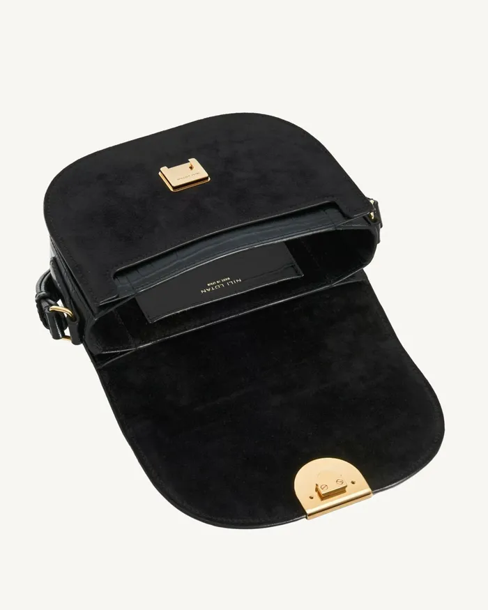 Women Handbags Nili Lotan LE ELLIE SADDLE BAG Black And Gold