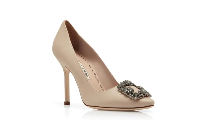Women Hangisi Manolo Blahnik HANGISI Light Beige Calf Leather Jewel Buckle Pumps Women Hangisi Manolo Blahnik HANGISI Light Beige Calf Leather Jewel Buckle Pumps