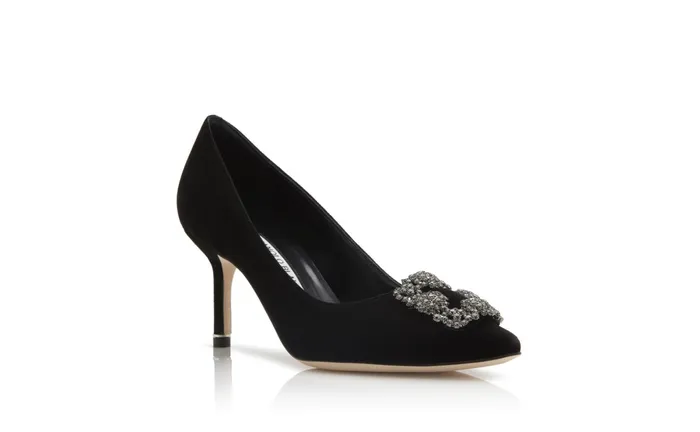 Women Hangisi Manolo Blahnik HANGISI VELVET 70 Black Velvet Jewel Buckle Pumps Women Hangisi Manolo Blahnik HANGISI VELVET 70 Black Velvet Jewel Buckle Pumps