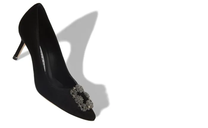 Women Hangisi Manolo Blahnik HANGISI VELVET 70 Black Velvet Jewel Buckle Pumps Women Hangisi Manolo Blahnik HANGISI VELVET 70 Black Velvet Jewel Buckle Pumps