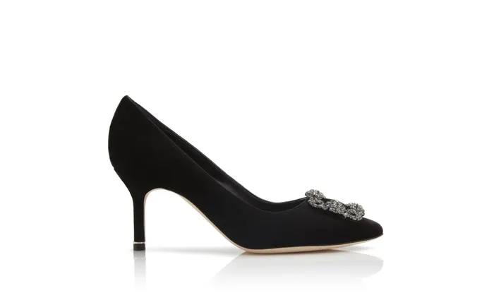 Women Hangisi Manolo Blahnik HANGISI VELVET 70 Black Velvet Jewel Buckle Pumps Women Hangisi Manolo Blahnik HANGISI VELVET 70 Black Velvet Jewel Buckle Pumps