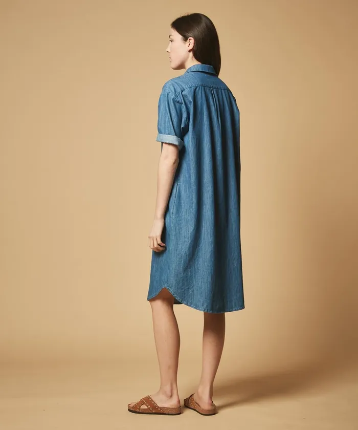 Women Hartford Dresses Denim Rafo Chambray Cotton Shirt Dress