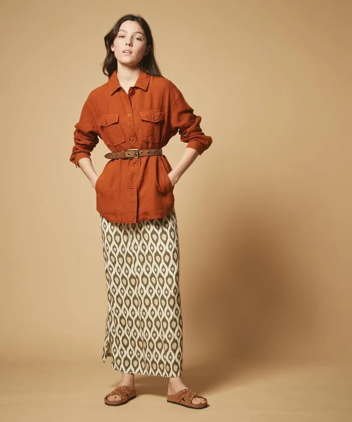 Women Hartford Jackets and Coats Voltige Caramel Linen Jacket