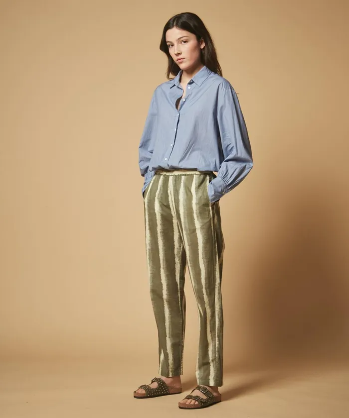 Women Hartford Pants Army Faded Striped Pang Pants