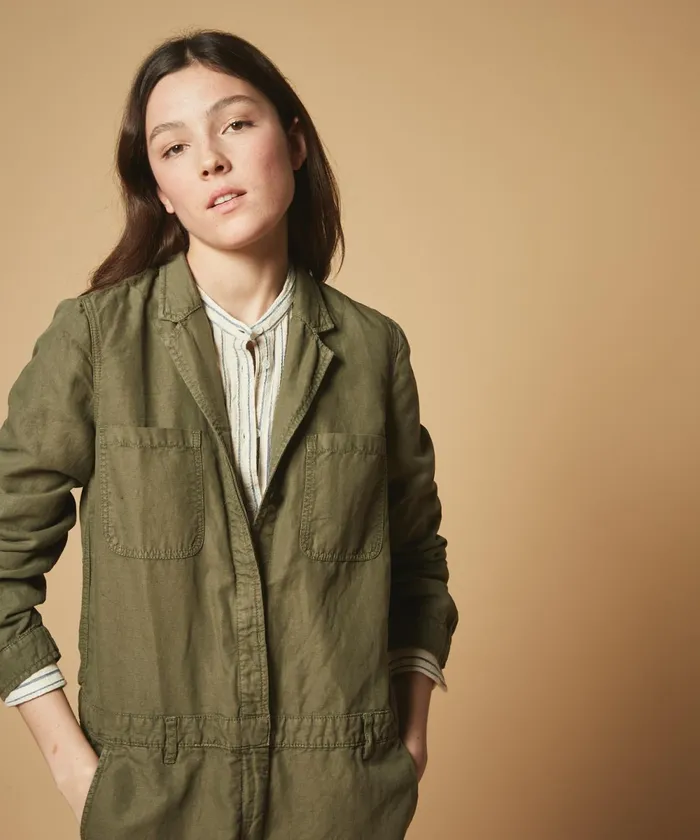 Women Hartford Pants Army Green Palm Jumpsuit