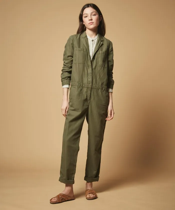 Women Hartford Pants Army Green Palm Jumpsuit