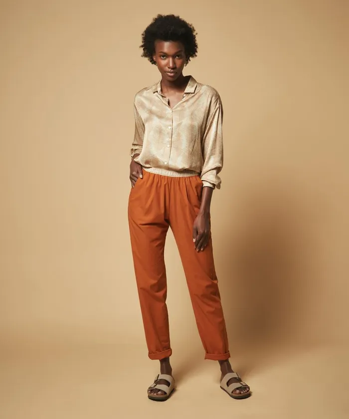 Women Hartford Pants Caramel Cotton Voile Pove Pants