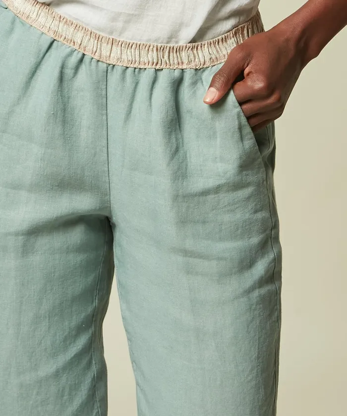Women Hartford Pants Eucalyptus Linen Pirouette Pants