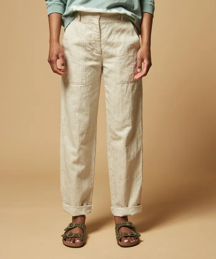 Women Hartford Pants OffWhite Striped Pastora Pants