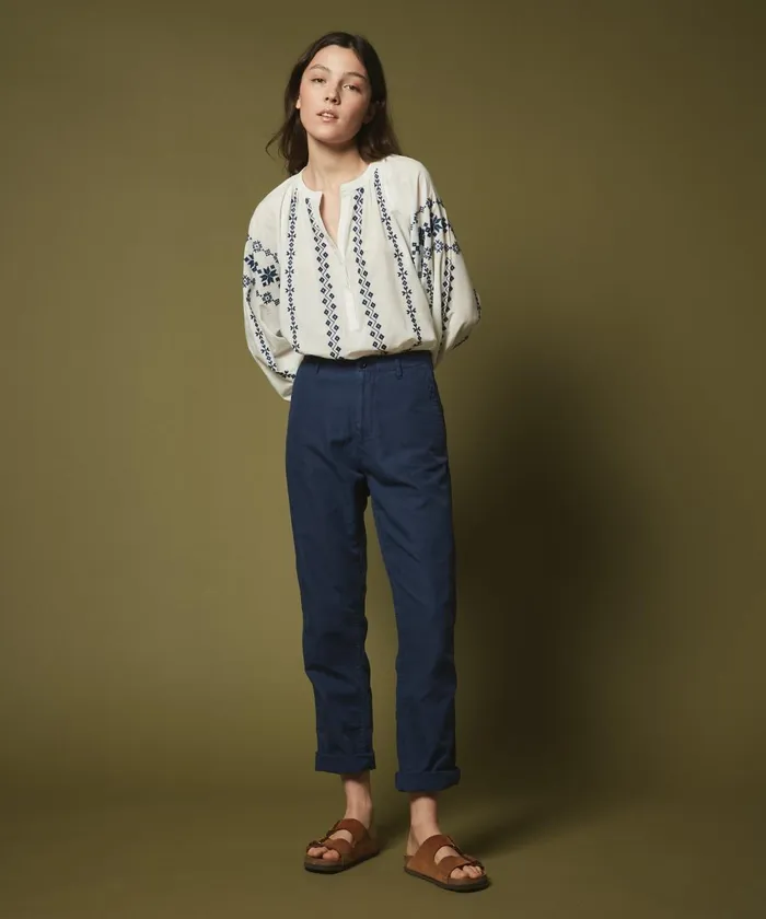 Women Hartford Pants Paint Indigo Cotton Linen Pants