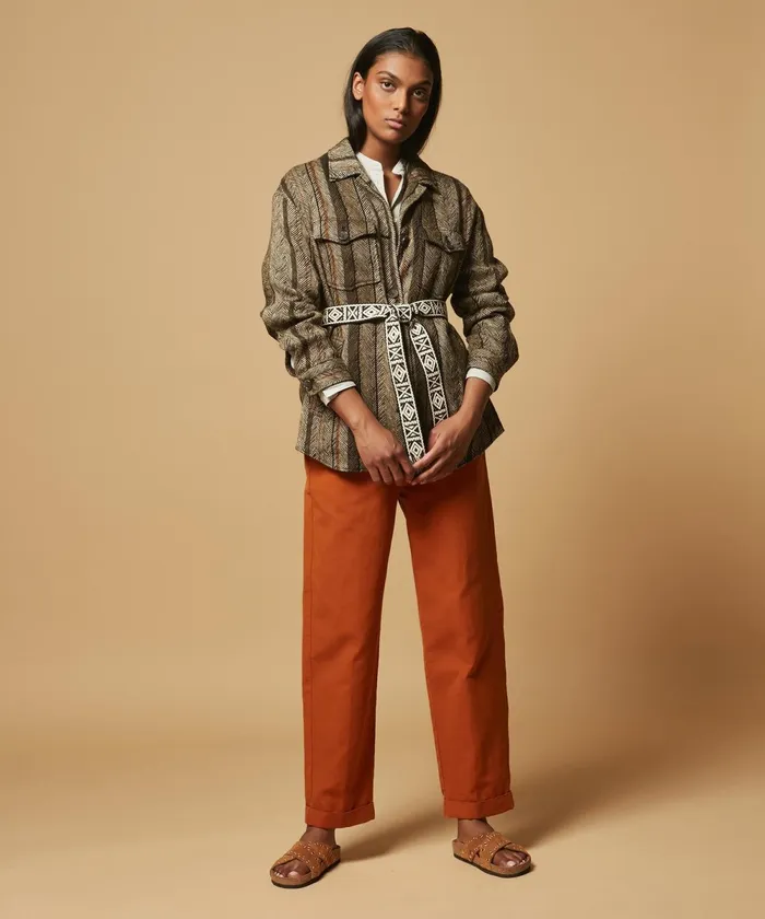 Women Hartford Pants Pilote Caramel Cotton Linen Pants