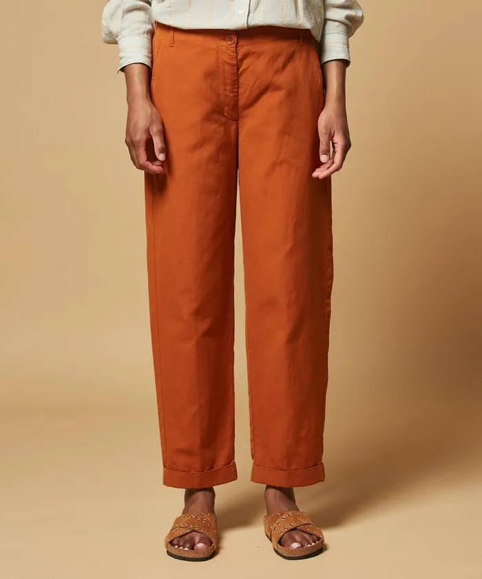 Women Hartford Pants Pilote Caramel Cotton Linen Pants