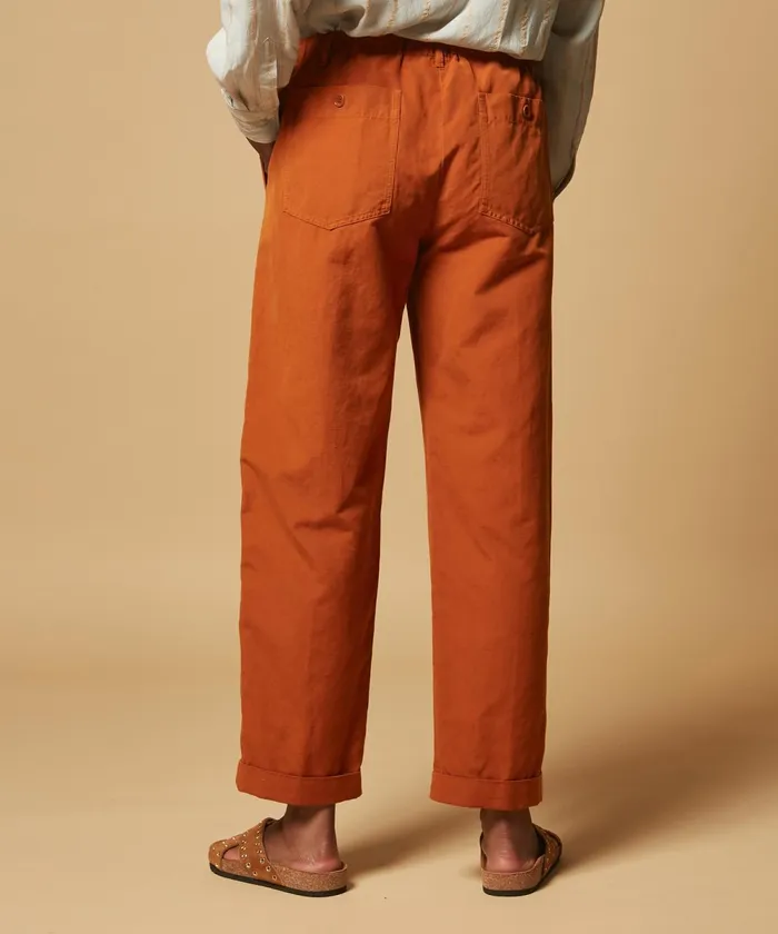 Women Hartford Pants Pilote Caramel Cotton Linen Pants