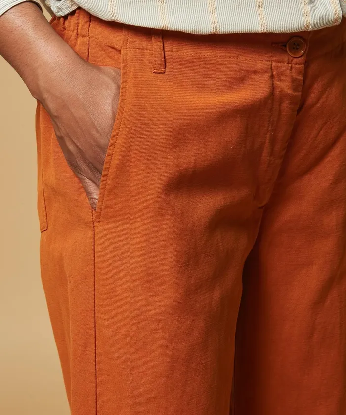 Women Hartford Pants Pilote Caramel Cotton Linen Pants