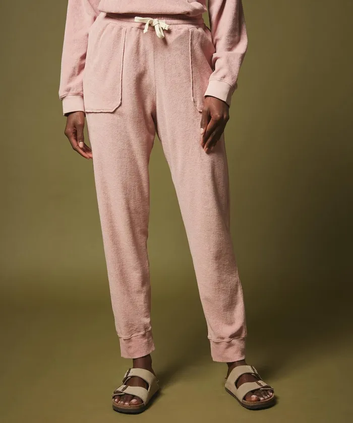 Women Hartford Pants Pink Towelling Fleece Tigan Pants