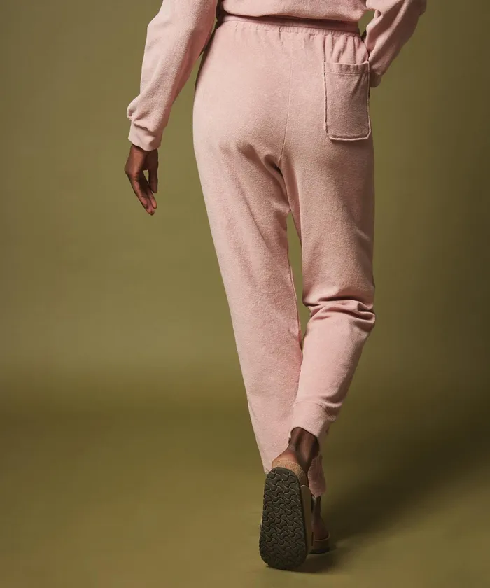 Women Hartford Pants Pink Towelling Fleece Tigan Pants