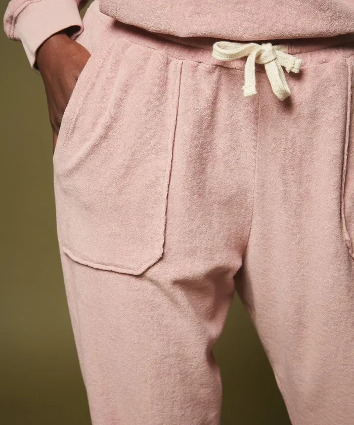 Women Hartford Pants Pink Towelling Fleece Tigan Pants