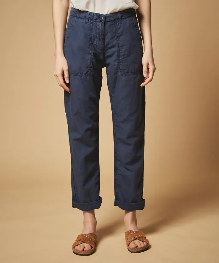 Women Hartford Pants Poly Indigo Cotton Linen Pants