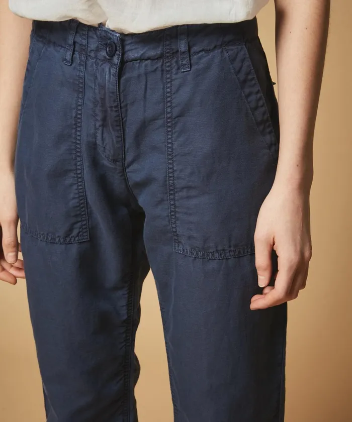 Women Hartford Pants Poly Indigo Cotton Linen Pants