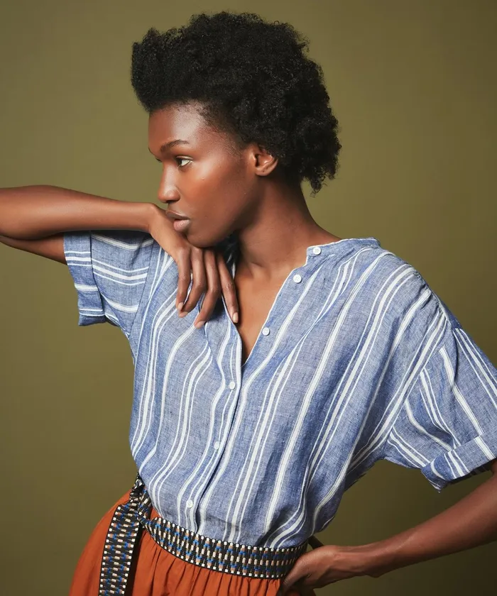 Women Hartford Shirts and Tops Blue Striped Calix Shirt