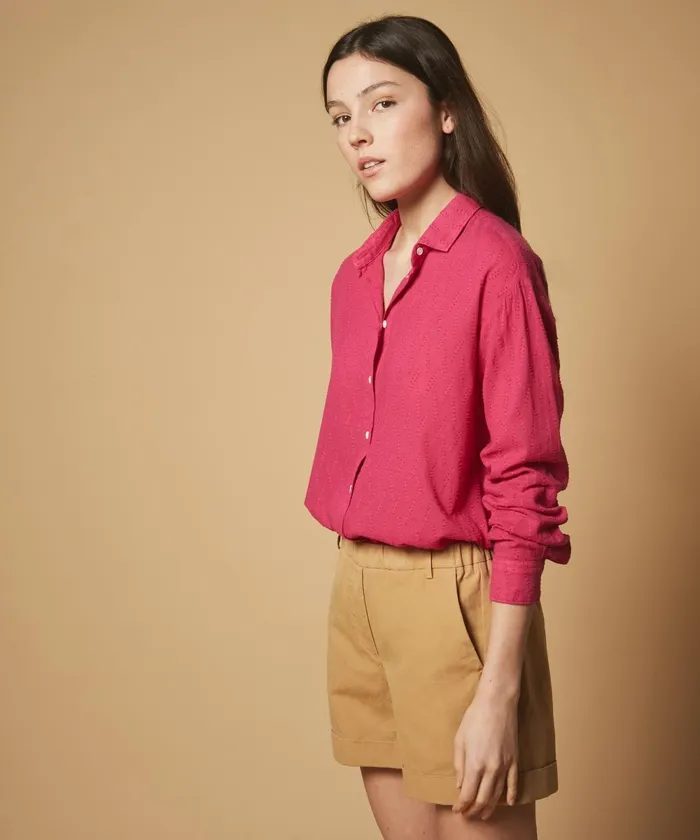 Women Hartford Shirts and Tops Charlot Fuchsia Embroidered Cotton Shirt