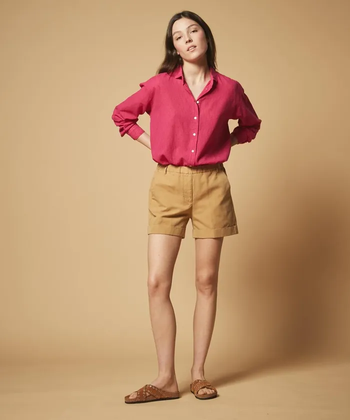 Women Hartford Shirts and Tops Charlot Fuchsia Embroidered Cotton Shirt