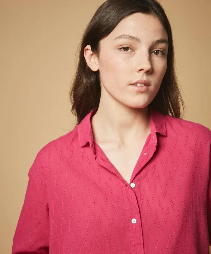 Women Hartford Shirts and Tops Charlot Fuchsia Embroidered Cotton Shirt